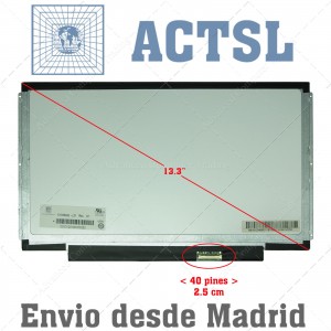 Pantalla Screen 13.3" (39.62cm) Inch 40pin Glossy Brillo Brackets Laterales WXGA (1366x768)  HD 